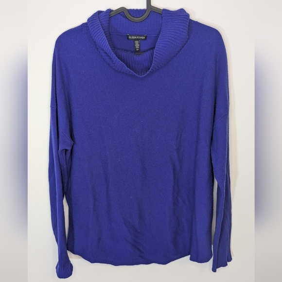 Eileen Fisher Sweaters - Eileen Fisher Wool Cowlneck Sweater Lightweight- Cobalt Blue, size SM